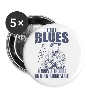 Blues 12 Bars of Trouble on a pentatonic Scale - Buttons groß 56 mm (5er Pack) - Weiß - Vorne