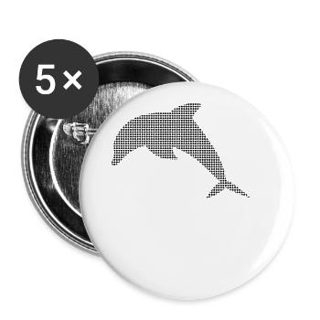 Delfin - Buttons groß 56 mm (5er Pack) - Weiß - Vorne