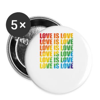 Love is Love LGBT Toleranz Pride Gender - Buttons groß 56 mm (5er Pack) - Weiß - Vorne