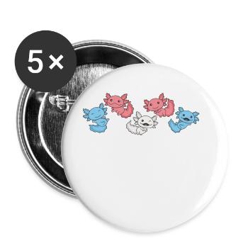 Drapeau transgenre Pride LGBTQ Axolotl - Lot de 5 grands badges (56 mm) - blanc - Devant