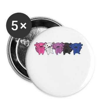 Genderfluid Flag Gay Pride LGBTQ Axolotl - Buttons large 2.2''/56 mm (5-pack) - white - Front