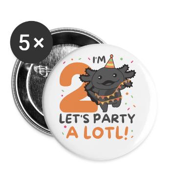 2nd birthday axolotl two years old sweet axolotls - Buttons large 2.2''/56 mm (5-pack) - white - Front