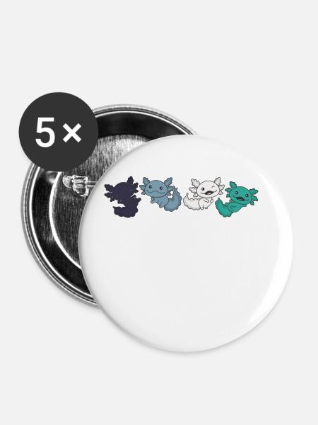 Oriented Aroace Flag Pride LGBTQ Axolotl - Buttons groß 56 mm (5er Pack) - Weiß