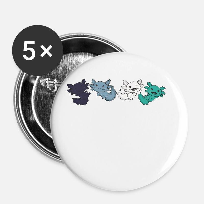 Oriented Aroace Flag Pride LGBTQ Axolotl - Buttons groß 56 mm (5er Pack) - Weiß