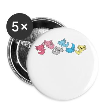 Genderflux Flag Pride LGBTQ Axolotl - Lot de 5 grands badges (56 mm) - blanc - Devant