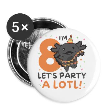 8ème anniversaire axolotl huit ans axolotls sucrés - Lot de 5 grands badges (56 mm) - blanc - Devant
