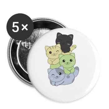 cassgender Flag Pride LGBTQ süßer Katzen - Buttons groß 56 mm (5er Pack) - Weiß - Vorne