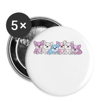 Intersex Flag Corgi Pride LGBTQ Cute Dogs - Buttons large 2.2''/56 mm (5-pack) - white - Front