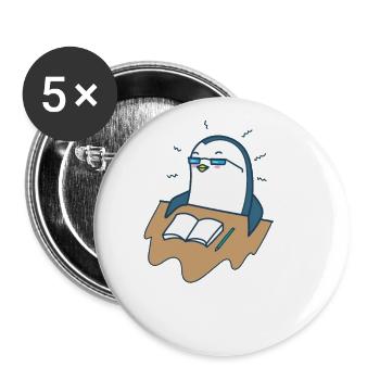 Pinguin beim lernen Antarktis Vogel - Buttons groß 56 mm (5er Pack) - Weiß - Vorne