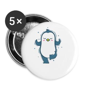 Penguin yoga or meditation Antarctica - Buttons large 2.2''/56 mm (5-pack) - white - Front