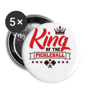 Roi du pickleball - Lot de 5 grands badges (56 mm) - blanc - Devant