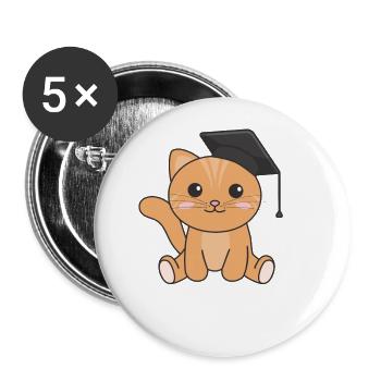 Kids Kindergarten nailed it Katze Graduation - Buttons groß 56 mm (5er Pack) - Weiß - Vorne