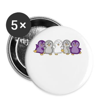 graysexuell Flag Pride LGBTQ süße Pinguin - Buttons groß 56 mm (5er Pack) - Weiß - Vorne