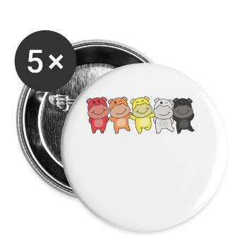 Lithsexual Flag Pride LGBTQ Cute Hippo - Buttons large 2.2''/56 mm (5-pack) - white - Front