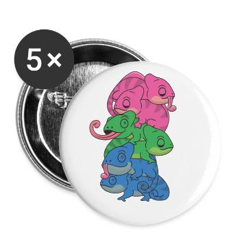 Polysexuell Flag Pride LGBTQ Chamäleon Haufen - Buttons groß 56 mm (5er Pack) - Weiß - Vorne
