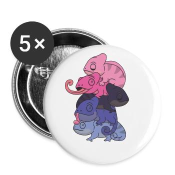 Omnisexual Flag Pride LGBTQ Chameleon Bunch - Lot de 5 grands badges (56 mm) - blanc - Devant