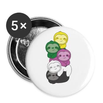 Ceterosexuell Flag Pride LGBTQ Faultier Haufen - Buttons groß 56 mm (5er Pack) - Weiß - Vorne