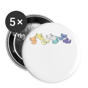 Genderfaun Flag Pride LGBTQ Axolotl - Buttons groß 56 mm (5er Pack) - Weiß - Vorne