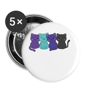 alexigenre drapeau fierté LGBTQ mignon chats groupe - Lot de 5 grands badges (56 mm) - blanc - Devant
