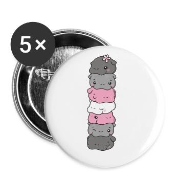 Demigirl Flag Pride LGBTQ Cute Hippo - Buttons large 2.2''/56 mm (5-pack) - white - Front