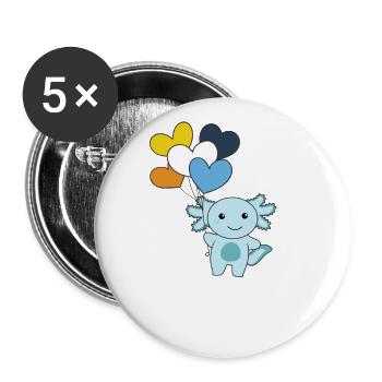 Aroace Flag Balloon Heart Pride LGBTQ Axolotl - Buttons large 2.2''/56 mm (5-pack) - white - Front