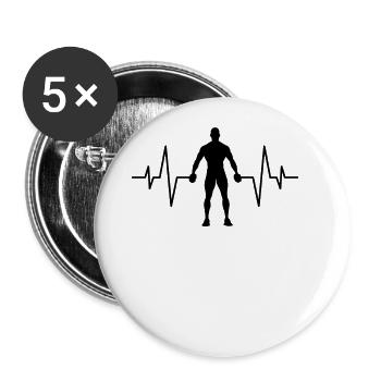 Rythme cardiaque de fitness - Lot de 5 grands badges (56 mm) - blanc - Devant