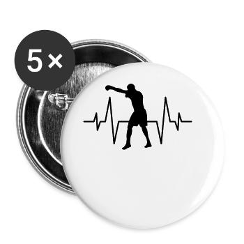 Boxen Herzschlag - Buttons groß 56 mm (5er Pack) - Weiß - Vorne