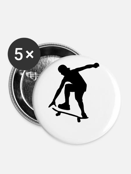 Skater - Buttons groß 56 mm (5er Pack) - Weiß