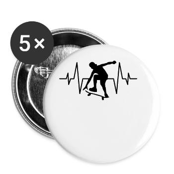 Skater heartbeat - Buttons large 2.2''/56 mm (5-pack) - white - Front