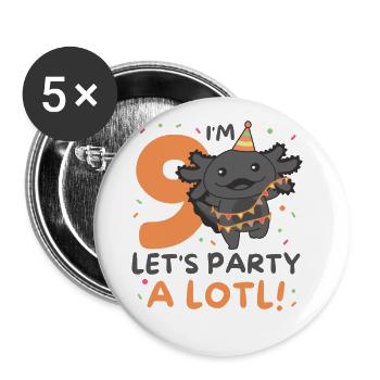 9th birthday Axolotl nine years old sweet Axolotls - Buttons large 2.2''/56 mm (5-pack) - white - Front