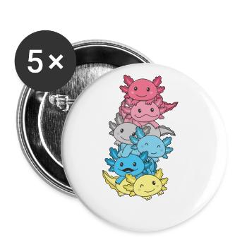 genderflux Flag Gay Pride LGBTQ Axolotl - Lot de 5 grands badges (56 mm) - blanc - Devant