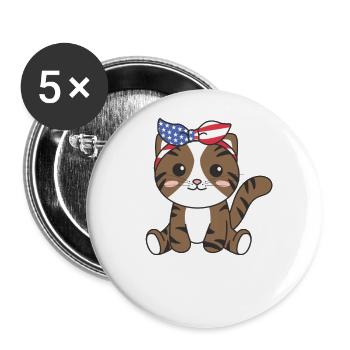 4th of July american cat for kids cute usa cat - Buttons groß 56 mm (5er Pack) - Weiß - Vorne