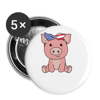 4th of July american Schwein kids usa - Buttons groß 56 mm (5er Pack) - Weiß - Vorne