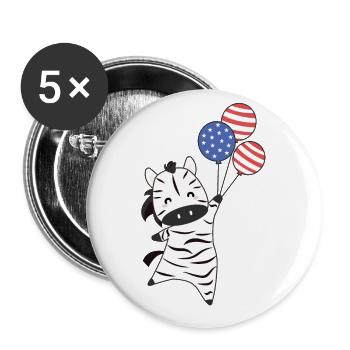 Zèbre vole ballons usa animaux mignons zèbres - Lot de 5 grands badges (56 mm) - blanc - Devant