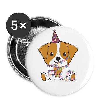 Jack Russell for a birthday for children - Buttons large 2.2''/56 mm (5-pack) - white - Front