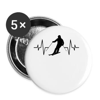 Skieur Le rythme cardiaque du skieur - Lot de 5 grands badges (56 mm) - blanc - Devant