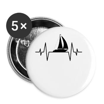 Battement de cœur de bateau - Lot de 5 grands badges (56 mm) - blanc - Devant
