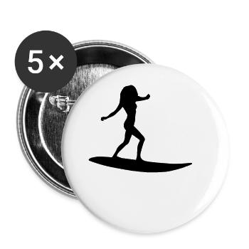Silhouette de surfeur - Lot de 5 grands badges (56 mm) - blanc - Devant