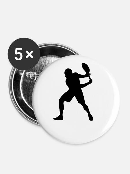 tennis silhouette - Buttons groß 56 mm (5er Pack) - Weiß