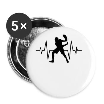 Battement de cœur de tennis - Lot de 5 grands badges (56 mm) - blanc - Devant