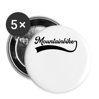 Mountainbike Schriftzug - Buttons groß 56 mm (5er Pack) - Weiß - Vorne