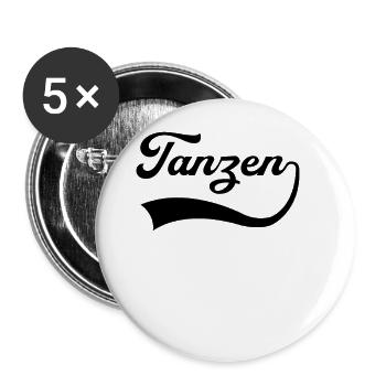 Tanzen Schriftzug - Buttons groß 56 mm (5er Pack) - Weiß - Vorne