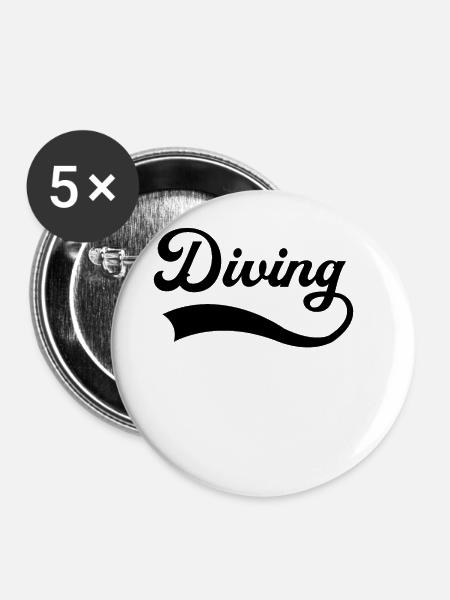 Tauchen Schriftzug - Buttons groß 56 mm (5er Pack) - Weiß