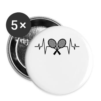 Battement de cœur de badminton - Lot de 5 grands badges (56 mm) - blanc - Devant