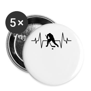 Battement de cœur de hockey sur glace - Lot de 5 grands badges (56 mm) - blanc - Devant