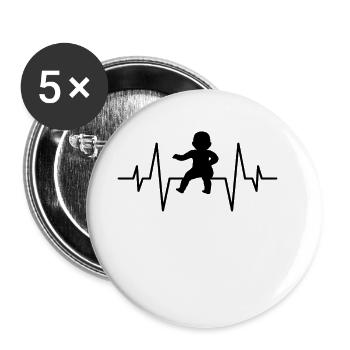 Rythme cardiaque de bébé - Lot de 5 grands badges (56 mm) - blanc - Devant