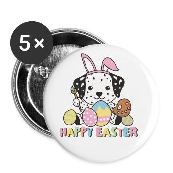 happy easter sweet Dalmatian Easter with - Buttons large 2.2''/56 mm (5-pack) - white - Front