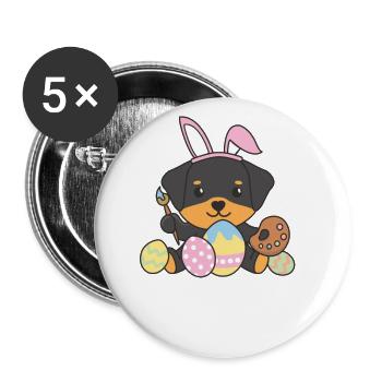 happy easter sweet rottweiler Easter dogs - Buttons large 2.2''/56 mm (5-pack) - white - Front