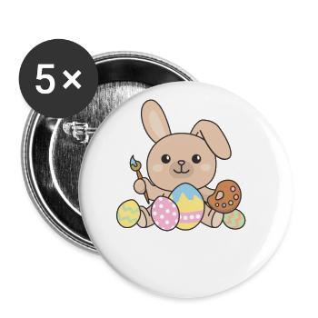 happy easter cute bunny Easter with Easter eggs - Buttons large 2.2''/56 mm (5-pack) - white - Front