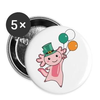Axolotl avec ballon Saint-Patrick Irlande - Lot de 5 grands badges (56 mm) - blanc - Devant